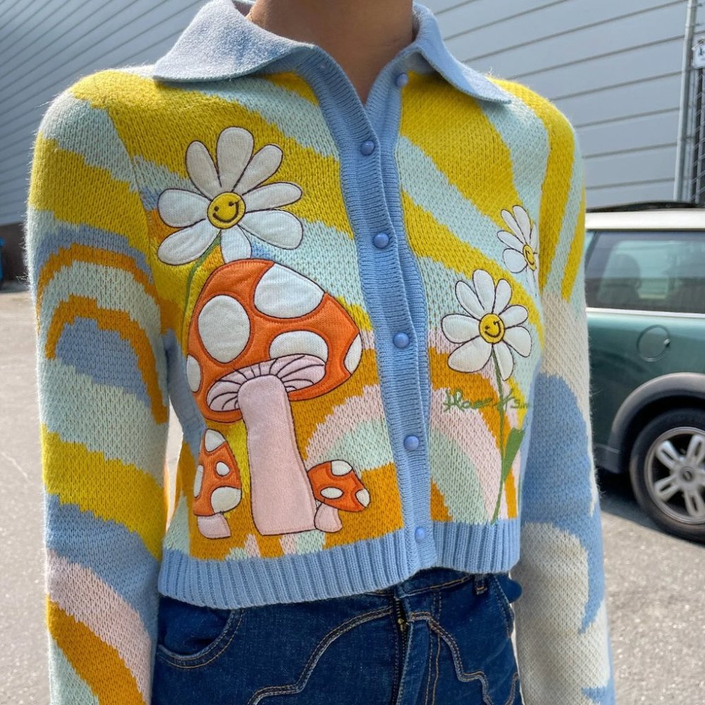 Colorful Sunny Big Bloom Cardigan
